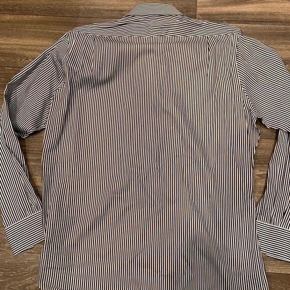 Peter Millar Men’s 100% Cotton Dress Shirt.  Size: L.  NWOT. Dark gray and white - Picture 3 of 3